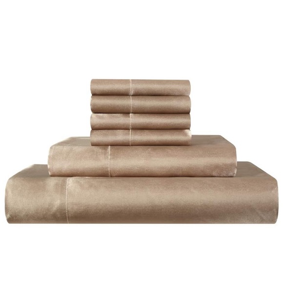 6 Pcs Bed Sheet Set Lux Rich Silk Satin Silky Soft - Picture 3 of 6